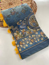 Pure Malai Cotton Saree With Big Border Digital Print Concept With Elegant Kalamkari Patterns
