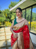 JPSP Mart - Pure soft paithani silk saree with rich weaved paithani pallu