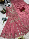 Ready To Wear Design Heavy Embroidery And Sequence Work Top - Plazzo With  Dupatta