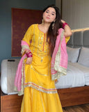 JPSP - HEAVY EMBROIDERY AND SEQUENCE WORK TOP - PLAZZO WITH  DUPATTA