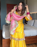 JPSP - HEAVY EMBROIDERY AND SEQUENCE WORK TOP - PLAZZO WITH  DUPATTA