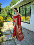 JPSP Mart - Pure soft paithani silk saree with rich weaved paithani pallu