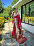 JPSP Mart - Pure soft paithani silk saree with rich weaved paithani pallu