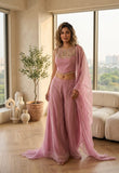 JPSP-DESIGNER INDO-WESTERN LUXURY EDIT | Rich Viscose Satin with intricate beads work & fine hand work embroidery
