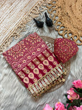 Pure Arjakh Sartin  viscous silk saree  with Designer Original Mirror Work All over saree